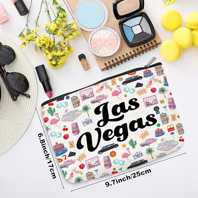 Las Vegas Cosmetic Bag Makeup Bag Las Vegas Lovers Travel Souvenir Vacation Friendship Gifts for Women Best Friend Traveler Daughter Girls Trip Gifts Favors Christmas Birthday