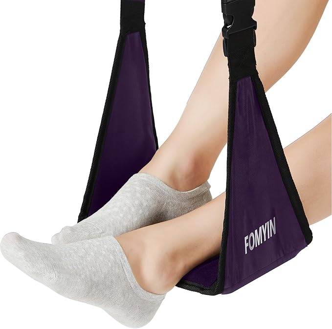Airplane Footrest with No Feet Clashing Support Design, Portable Travel Foot Hammock, Memory Foam Plane Foot Rest to Relieve Feet Soreness - Long Flights Essentials