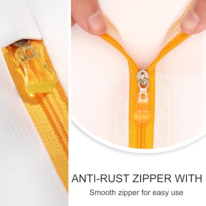 Mesh Laundry Bags 3-Pack Laundry Wash Bag Colorful Zipper for Delicates, Blouse, Hosiery, Stocking, Underwear, Bra Lingerie, Sweater, Travel Storage Bag(Orange, S)