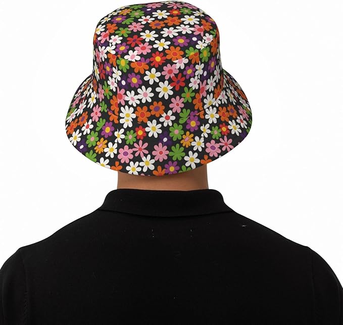 Colorful Fire Balloon, White Cloud Fisherman Hat Summer Foldable UV Protection Sun Hat