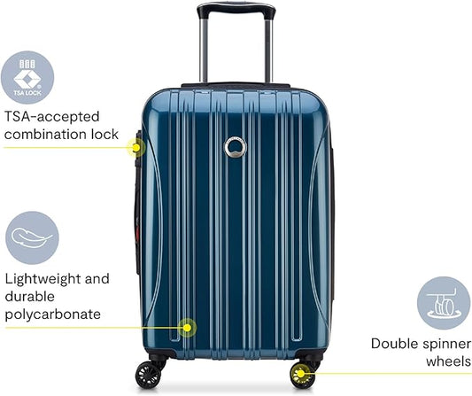 DELSEY PARIS Helium Aero Hardside Expandable Luggage with Spinner Wheels, Teal, Carry-On 21 Inch