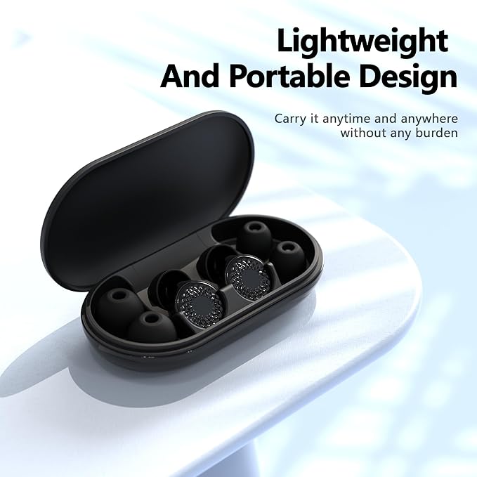 Ear Plugs for Sleeping Noise Cancelling, 45dB for Noise Reduction, Noise-Reducing Earplugs for Sleeping, Concerts, Shooting, Silicone Hearing Protection Earbuds with 8 Eartips (Black, One Size)