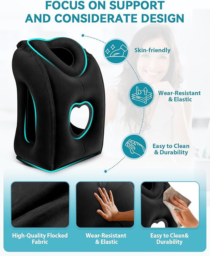 JefDiee Travel Pillow,Inflatable Airplane Pillow for Sleeping to Avoid Neck and Shoulder Pain,Supports Head and Chin Used for Airplane,Car,Bus and Office