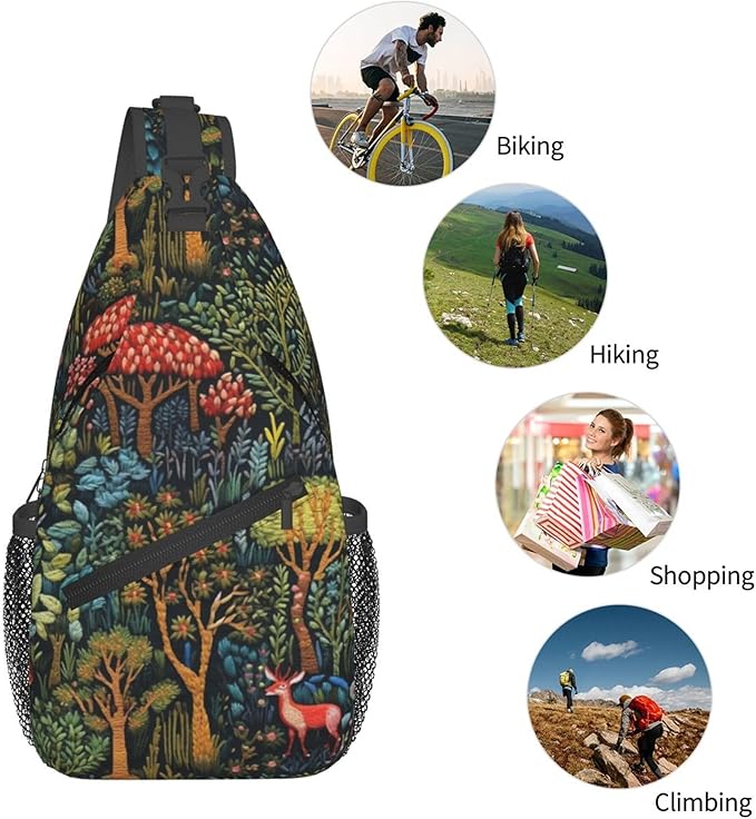 Botanical Mushroom Sling Backpack Crossbody Bag Casual Chest Bags Travel Hiking Daypack Shoulder Bag for Women Men