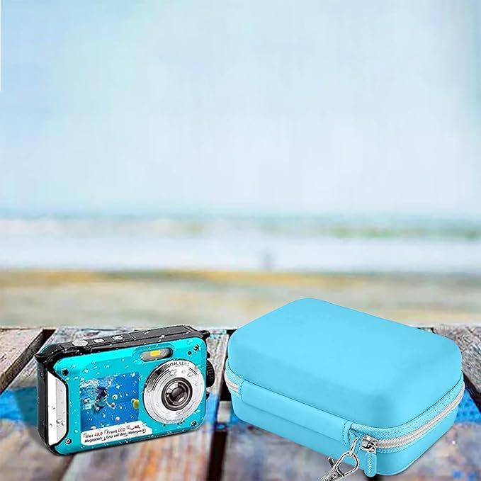 Leayjeen underwater camera case Compatible with YISENCE/HICSHON Waterproof Digital Camera Underwater Camera Full HD 2.7K 48 MP Video Recorder and More Accessories-Blue(Case Only)