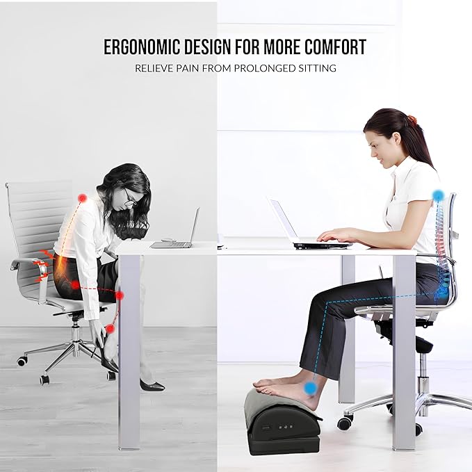 Snailax Foot Rest Under Desk at Work, Heated Under Desk Foot Stool with Double Layer Adjustable Height, Feet Warmer with Vibration Massage, Ergonomic Gaming Home Footstool for Lumbar Back Knee Pain