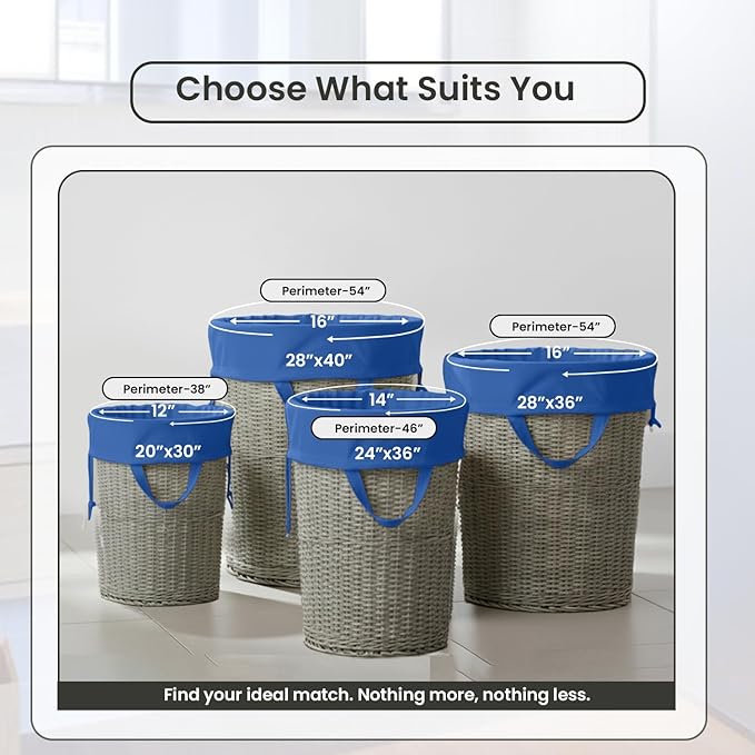 LFH Home Large Premium Cotton Canvas Laundry Bag with Drawstring and Handles Heavy Duty, Multi-Use, and Washable for Home, Travel, College or Storage 28x 40 (Pack of 6)-Sky Blue