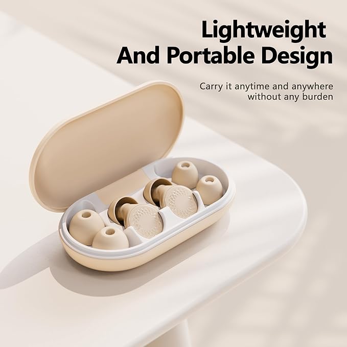 Ear Plugs for Sleeping Noise Cancelling, 45dB for Noise Reduction, Noise-Reducing Earplugs for Sleeping, Concerts, Shooting, Silicone Hearing Protection Earbuds with 8 Eartips (Beige, One Size)