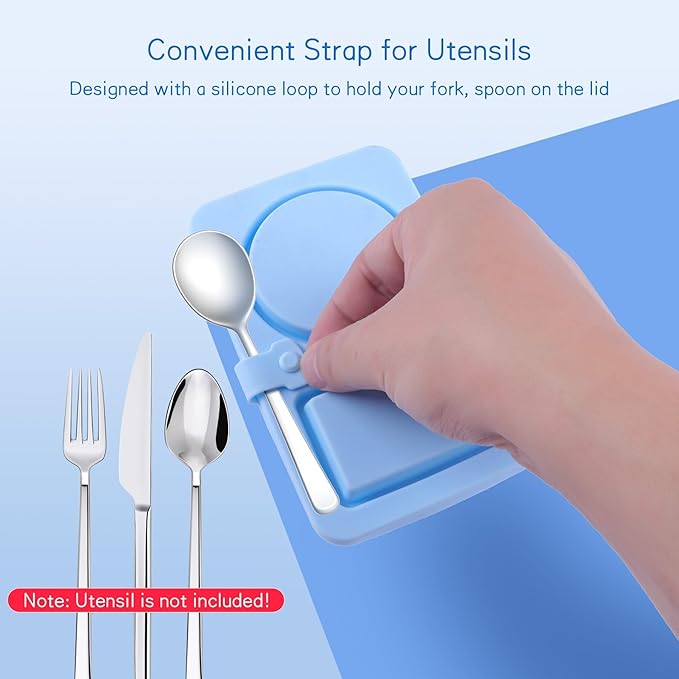 SEVENKA 3 Reuseable Silicone Snack Containers with Lids, Small Double Compartment Snackle Bento Box, Leakproof Sauce & Salad Dressing Containers for Travel, Office, Picnic, Dishwasher Safe