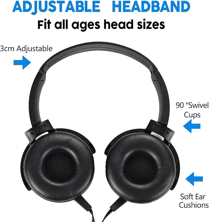 Kids Headphones for School Bulk 2 Pack,Durable Wired Classroom Headphones for Kids,Students,Children Toddler Teen Boys Girls and Adult