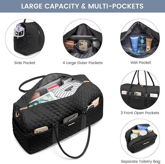 LOVEVOOK Travel Duffle Bag,Weekender Bags for Women Overnight Bag with Shoe Compartment, Carry on with Toiletry Bag,Duffel Bag with Wet Pocket,Hospital Bags for Labor and Delivery