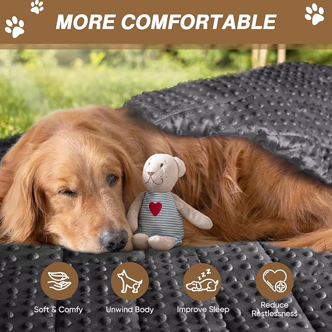 yescool Weighted Blanket for Dogs, 5 lb Thunder Blankets Shirt for Dogs, 36 x 48 inch Medium Puppy Blanket for 45-60lb, Weighted Pet Blankets for Thunderstorms, Fireworks and Construction Noise, Grey