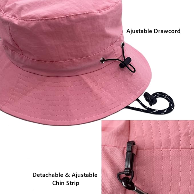 woogwin Waterproof Bucket Rain Hat with Chin Strap Quick Dry Packable Boonie Sun Hat Safari Hat UV Protection