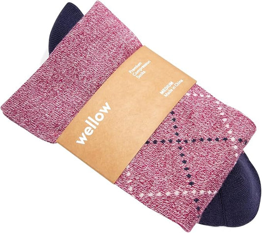 Wellow Premium Socks (Compression Socks - Regular) for Men & Women, Made with Viscose from Bamboo, Knee High, 18-25 mmHg