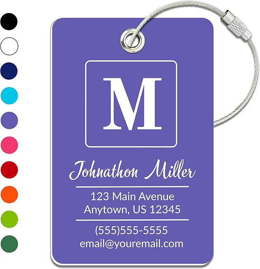 Personalized Luggage Tag | Custom Luggage Tags for Suitcases | Kids Backpack Tag | 10 Color Options & Choose Font, Font Color