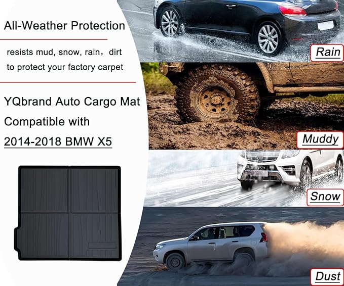 X5 Cargo Liner - All-Weather Cargo Mats Compatible with BMW X5 2014-2018 Models， 3D Custom-Fit Waterproof Non-Slip Durable Odorless TPO High-Raised Edge Trunk Tray Floor Mat