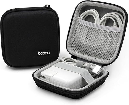 Charger Case for Macbook, Portable Tech Electronic Organizer Bag, Travel Storage Pouch for Laptop Accessories, MacBook Power Adapter, Charging Cords, USB, Power Bank (Black-Oxford, M)