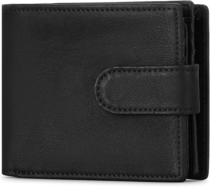 GOIACII Mens Wallet Large Capacity Genuine Leather RFID Blocking Bifold Wallets for Men with ID Window and 15 Card Slots