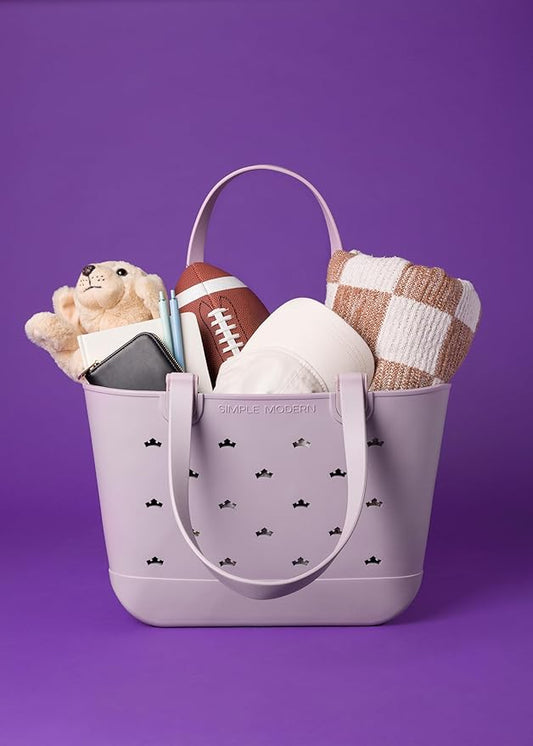 Simple Modern Disney Large Beach Bag | Waterproof Getaway Rubber Tote with Zipper Pocket for Travel, Pool, Boat, Groceries, Sports | Lavender Princess