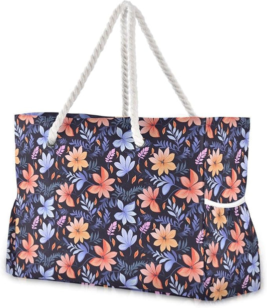 senya Large Beach Shoulder Bags Canvas Tote Water Resistant for Gym Travel Daily