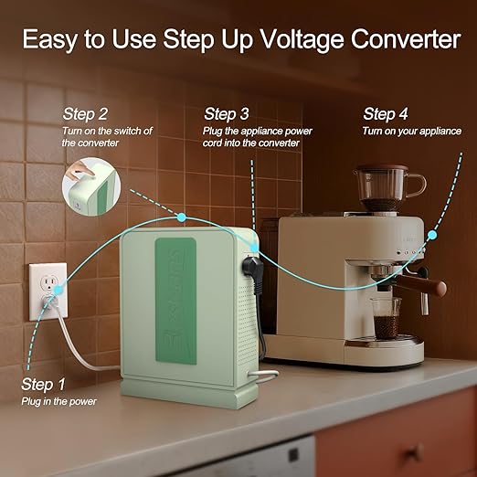 3000W Step Up Transformer 110v to 220v Converter, Heavy Duty Voltage Converter 110v to 220v with Dual Outlets, Overload Protection & Ultra-Quiet Design for Home Appliances, Light Green