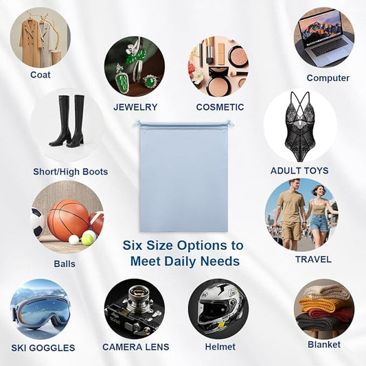 Microfiber Drawstring Bags, Multi-Size Soft Protective Pouches for Shoes, Ski Goggles, Sunglasses, Handbags & Camera Lenses