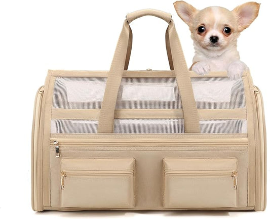 Cat Carrier, Small Dog Carrier for Small Medium Pets Up to 15 Lbs，Pet Carrier Airline Approved,Soft-Sided Puppy Travel Bag with Safety Zippers,Chihuahua Carry Case, Kitty Cloth Cage