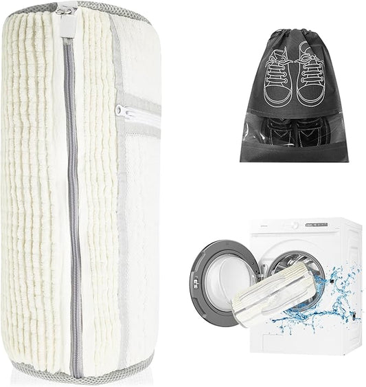 Shoe Washing Machine Bag | Laundry Shoe Bag for Washer and Dryer, 1pcs Reusable Shoes Cleaner Bags, Chenille Microfiber for Sneakers Tennis Shoes, Zipper with Lock Ring