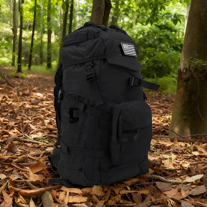 AUMENTAR 50L Tactical Backpack for Men and Women, Water-Resistant Molle Rucksack, Large Military Assault Pack for Hiking, Hunting, Camping, Gym & Outdoor Survival Black