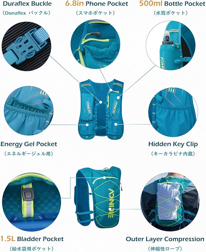 TRIWONDER Hydration Running Vest Backpack, Lightweight Water Pack for Men Women Hydration Backpack for Trail Race, Hiking, Cycling, Climbing, Camping, Jogging, Marathon