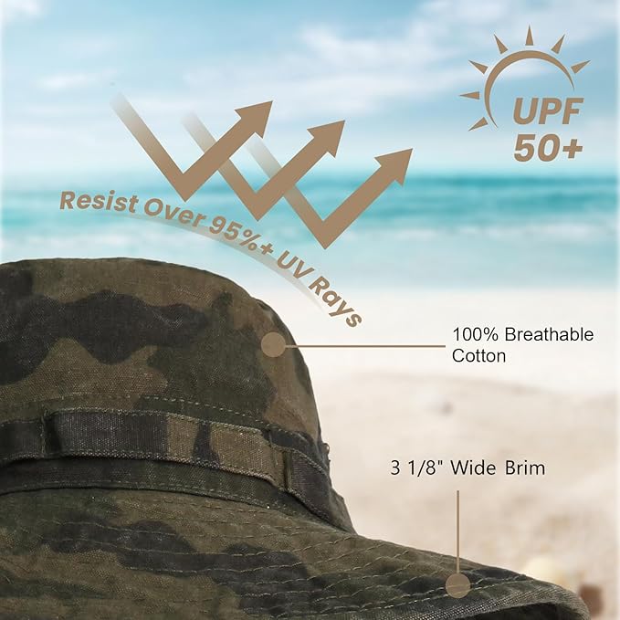 Bucket Hat Wide Brim UV Protection Sun Hat Boonie Hats Fishing Hiking Safari Outdoor Hats for Men and Women