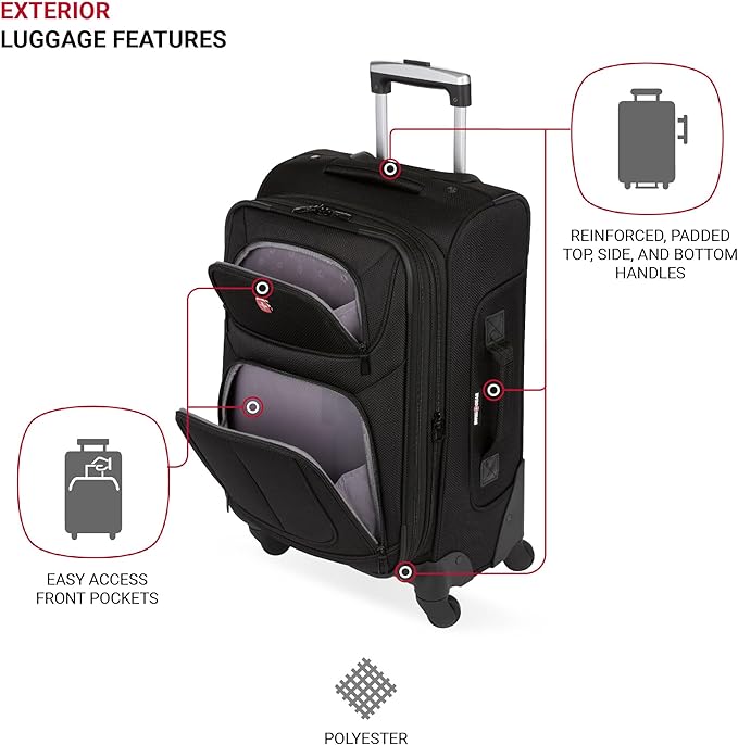 SwissGear Sion Softside Expandable Luggage, Black, 2-Piece Set (21/29)