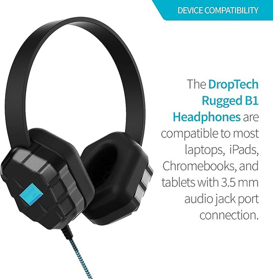 Gumdrop DropTech B1 On-Ear Headphone. Designed for K-12 Students, Teachers and Classrooms – Drop Tested, Rugged and Reliable for an Enhanced Educational Learning Experience. Color – Black