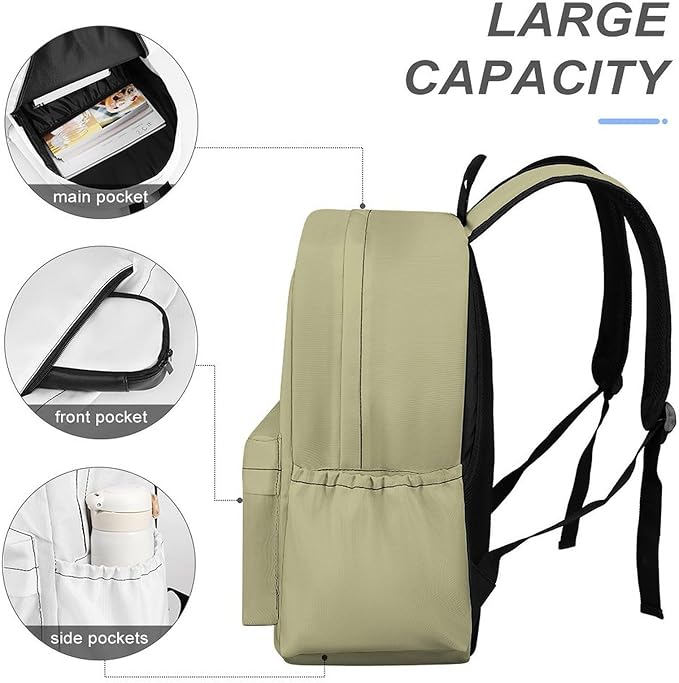 Sage Green Backpack Adult Travel Daybag for Women Men College Backpack for Vacation Hiking Camping Bag