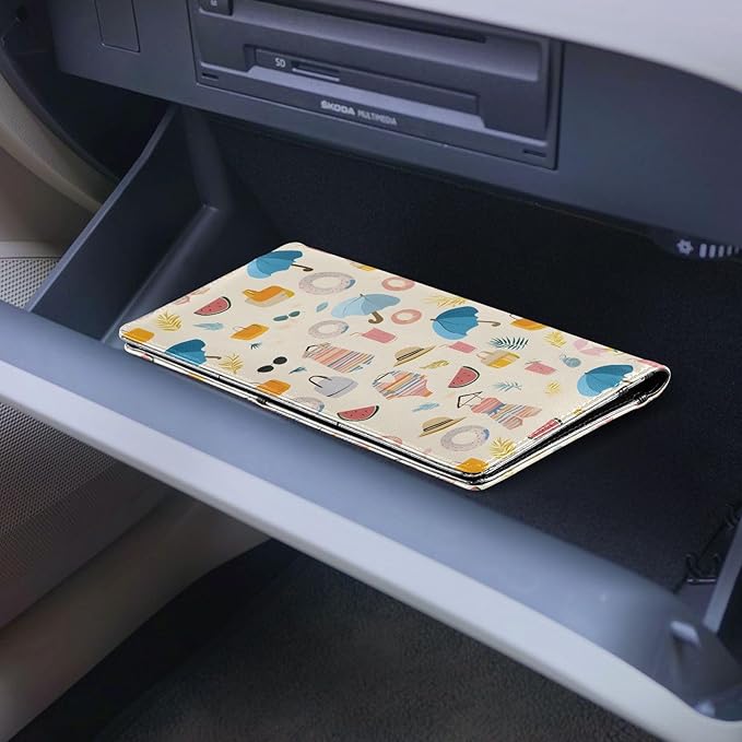 Bolaz Cute Car Registration and Insurance Holder Leather Vehicle Document Glove Box Organizer for License Cards Accessories