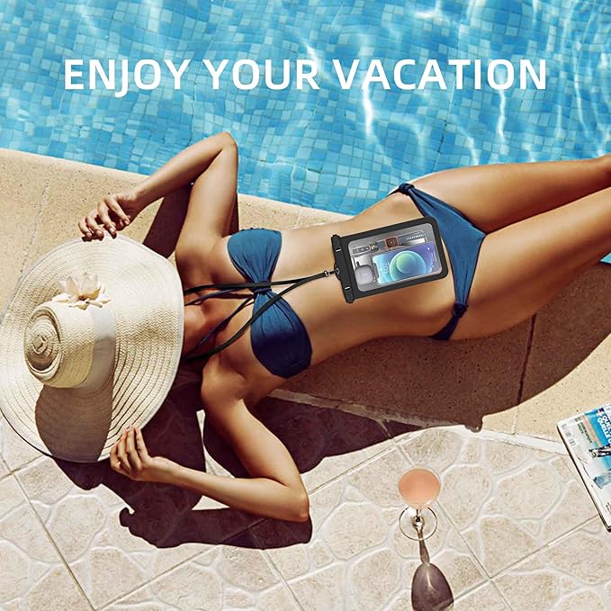 [Up to 8.9" 2 Pack Waterproof Phone Pouch Case,Waterproof Phone Bag for iPhone 17 16 15 14 13 Pro Max Plus Galaxy S25 S24 Ultar Plus+,IPX8 Cellphone Dry Bag Beach Travel Essentials-Black