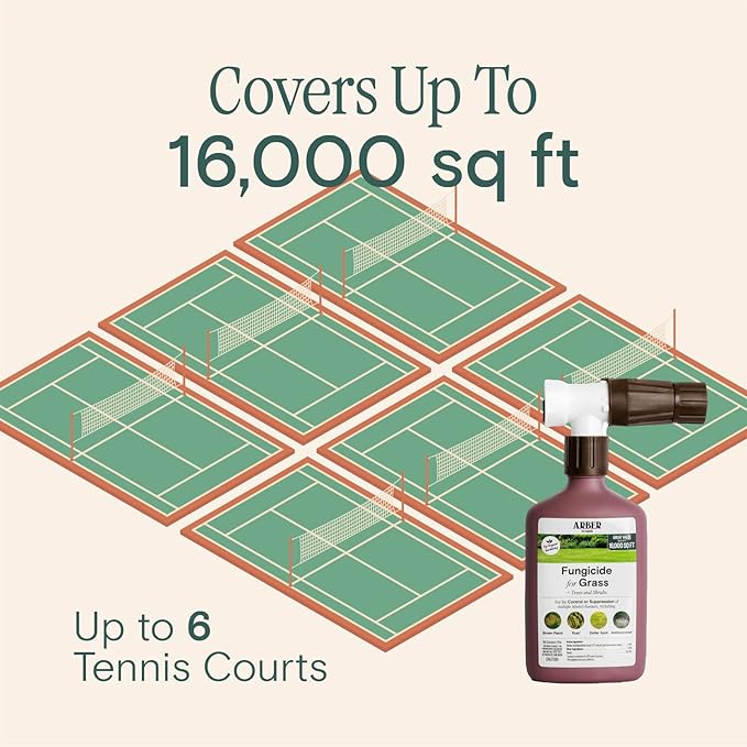 Organic Lawn Fungicide – 16oz Ready-to-Spray Hose-End; Lawns, Trees & Shrubs – Targets Brown Patch, Dollar Spot, Rust, Powdery Mildew & Root Rot – Kid- & Pet-Safe; Coverage up to 16,000 sq ft