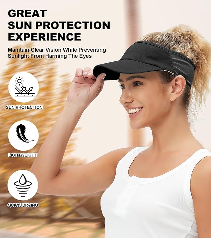 Sun Visor Hats for Men Women Lightweight Portable Stretchy Sun Hat for Running Tennis Golf