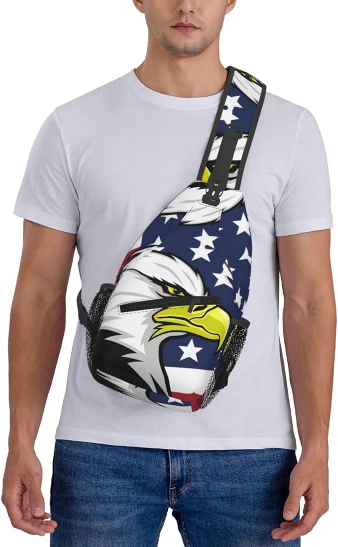 American Flag Sling Bag Multipurpose Crossbody Sling Backpack Travel Cycling Hiking Shoulder Bag For Women Men
