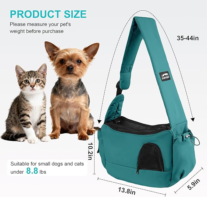 Dog Carrier Sling for Small Dogs & Cats Hand-Free Puppy Sling Purses with Storage Bag and Adjustable Shoulder Strap, Pet Sling Carrier Up to 8.8 Lbs (Blue)