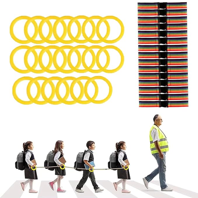 15/20 Sets Walking Rope for Preschool Colorful Toddler Leash for walking in line,Kids Handles Safety Line Wrist Leashes Detachable Transition Rope for Children's School Kindergarten Outdoor Supplies (Yellow, 20 sets)