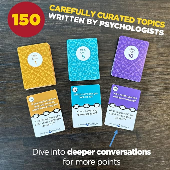 ThinkPsych Chat Chains - The Game That Connects Us | Social Skills Games | Therapy Games for Teens and Kids | Ages 8-99 | Therapy Conversation Cards | 15 Mins Playtime