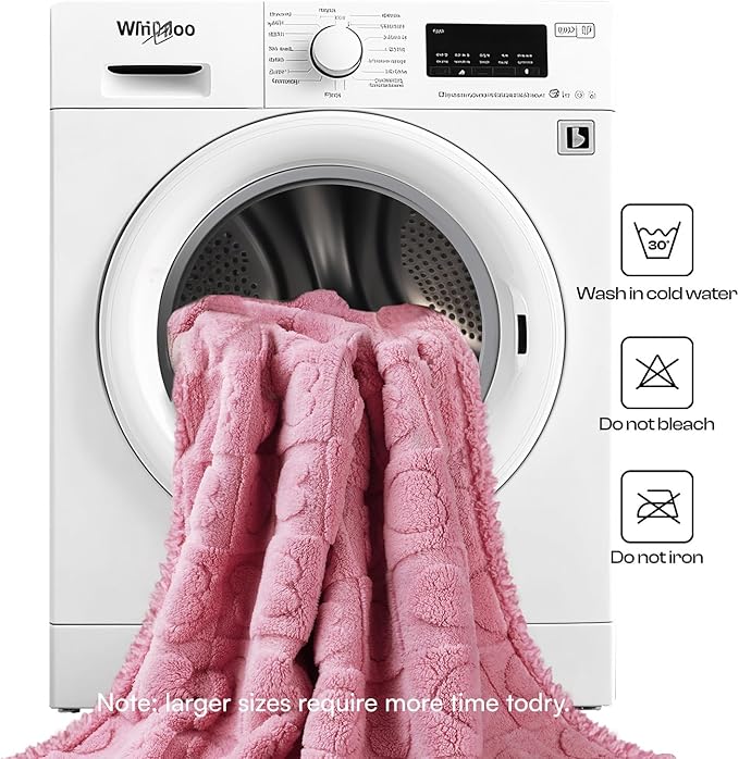 Luciphia Waterproof Dog Blanket for Medium Large Dogs Washable Bed Couch Protector Soft Fluffy 3D Heart Jacquard Pet Blanket with Sherpa Fleece Cozy Calming Throw Blankets， Pink 85x57 inch