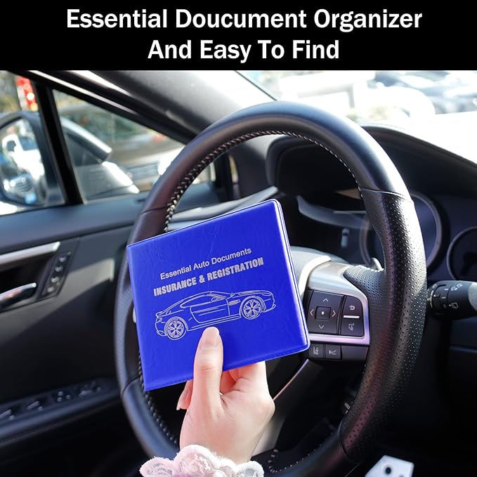 UYYE Car Registration and Insurance Card Holder, Vehicle Glove Box Car Organizer, Interior Car Accessories for Documents, Cards, License - 2 Pack