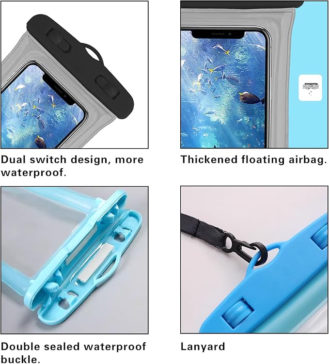 2 Pcs Waterproof Phone Pouch, Universal IPX8 Floating Waterproof Cell Phone Case Dry Bag, Compatible with Most Cell Phone on Market, Waterproof Phone Protector for Beach Swimming (Pink + Purple)