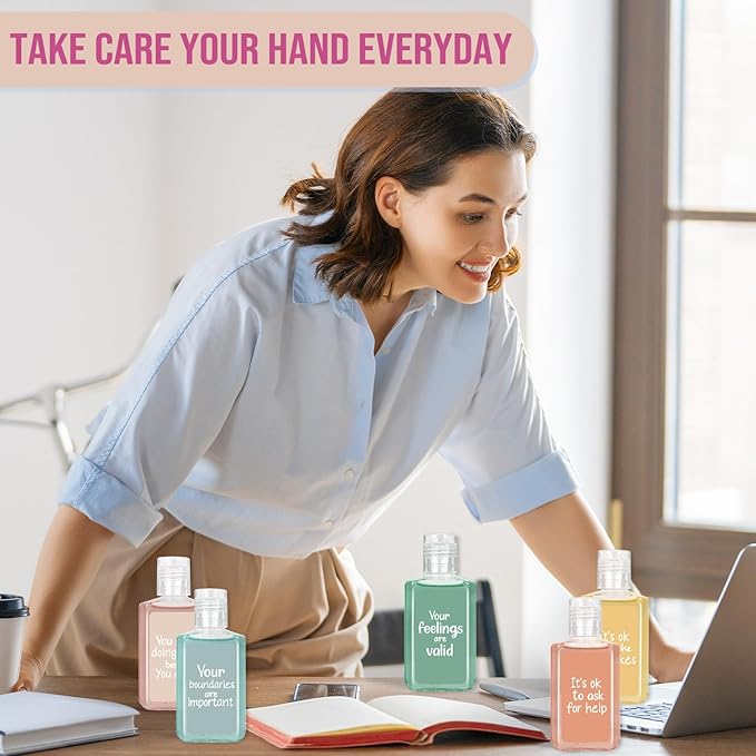 50 Pcs Mental Health Awareness Hand Sanitizer Bulk Inspirational Positive Affirmation Small Hand Sanitizer 1fl oz Travel Size Hand Soap Mental Health Gift for Teachers Team Coworker (Morandi)