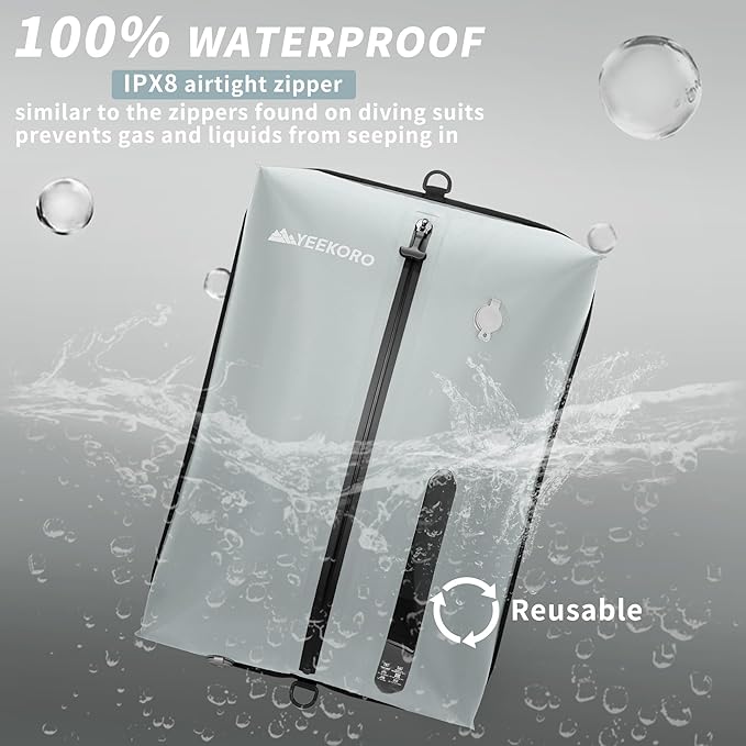 Vacuum Bag for Travel, Professional IPX8 Waterproof Reusable Vacuum Compression Bags for Travel Suitcases, Durable Space Saver Bag(1 Large,No Pump)