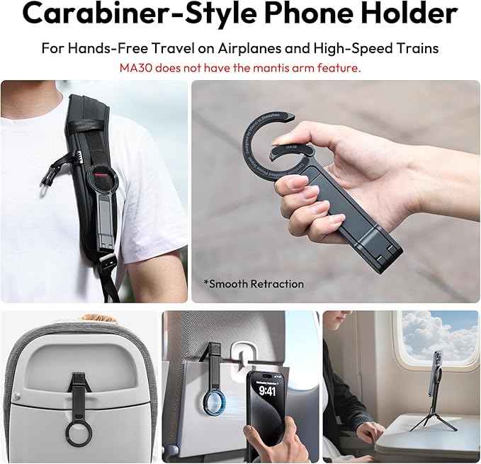 ULANZI MA30 Magnetic Phone Tripod Stand for iPhone - Aluminium Maglock Smartphone Mini Tripod Pocket Cell Phone Stand Strong Magnet Quick Mount Compatible with iPhone 17 16 15 14 13 12 Series, Black