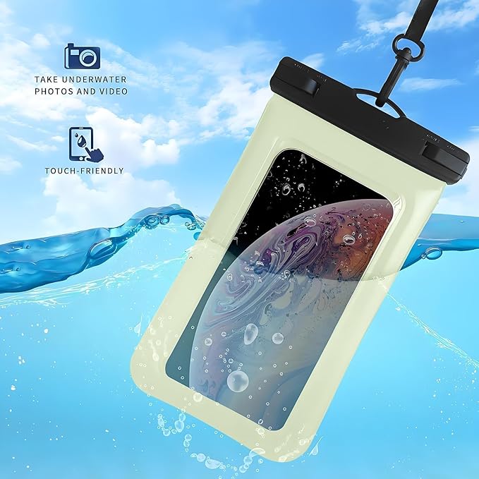 Floatable Soap Bubble Waterproof Phone Pouch Case with Crossbody Lanyard for iPhone 17 series 16 Pro Max/15 Pro/14/13, IP68 Cellphone Dry Bag Beach Cruise Ship Essential, 1 Pack-Mint Green-7″