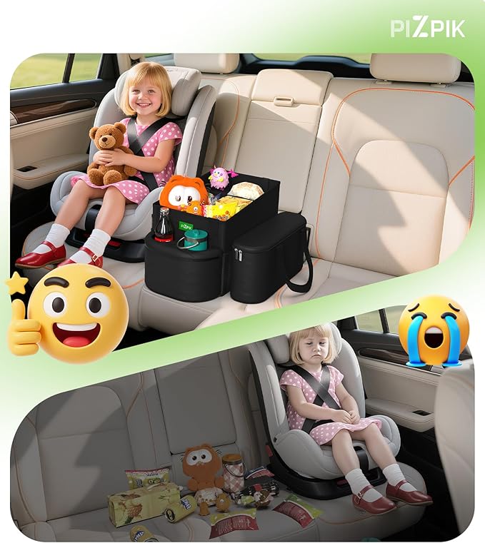Large Car Seat Organizer with Removable Cooler Bag for the Front or Back Seat for Kids and Adults.Versatile for Use in Multiple Scenarios.